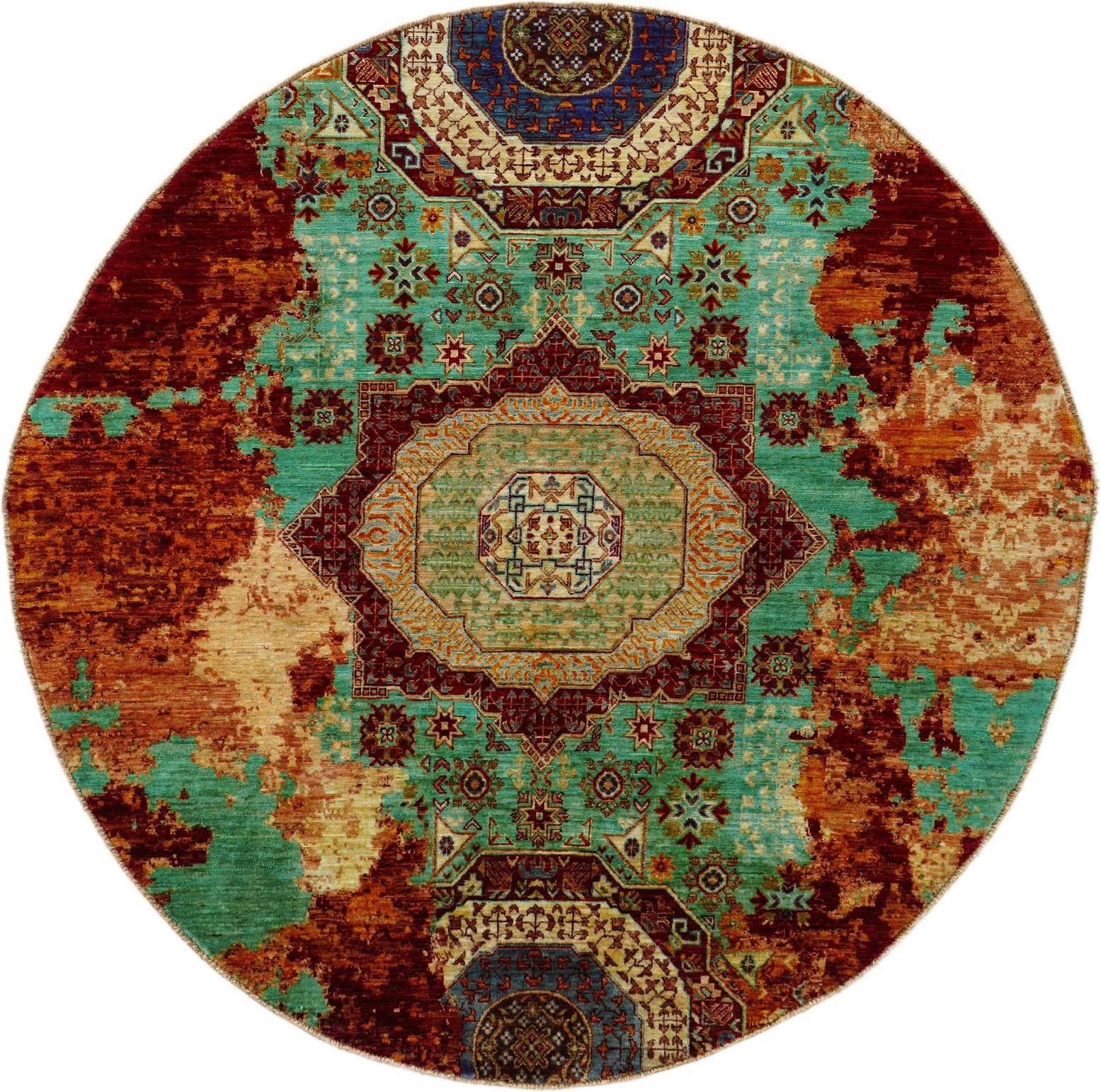 6' 5 x 6' 6 Hand Knotted Mamluk Ziegler Round Rug