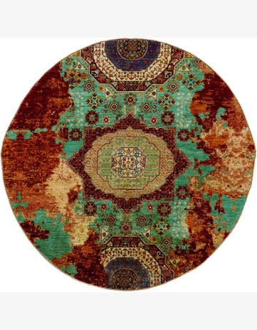 6' 5 x 6' 6 Hand Knotted Mamluk Ziegler Round Rug