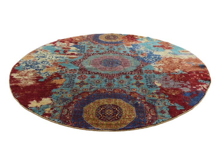 Detail image of 8' 1 x 8' 2 Hand Knotted Mamluk Ziegler Round Rug