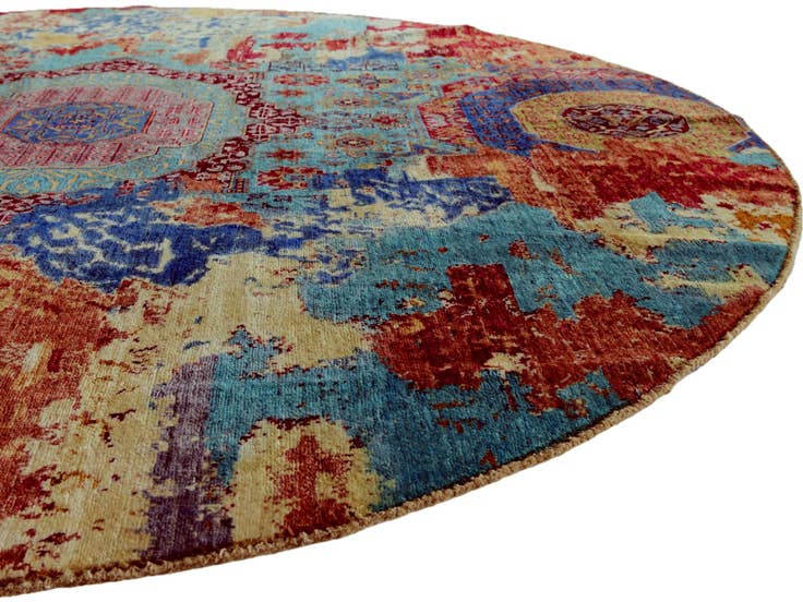 Detail image of 8' 1 x 8' 2 Hand Knotted Mamluk Ziegler Round Rug