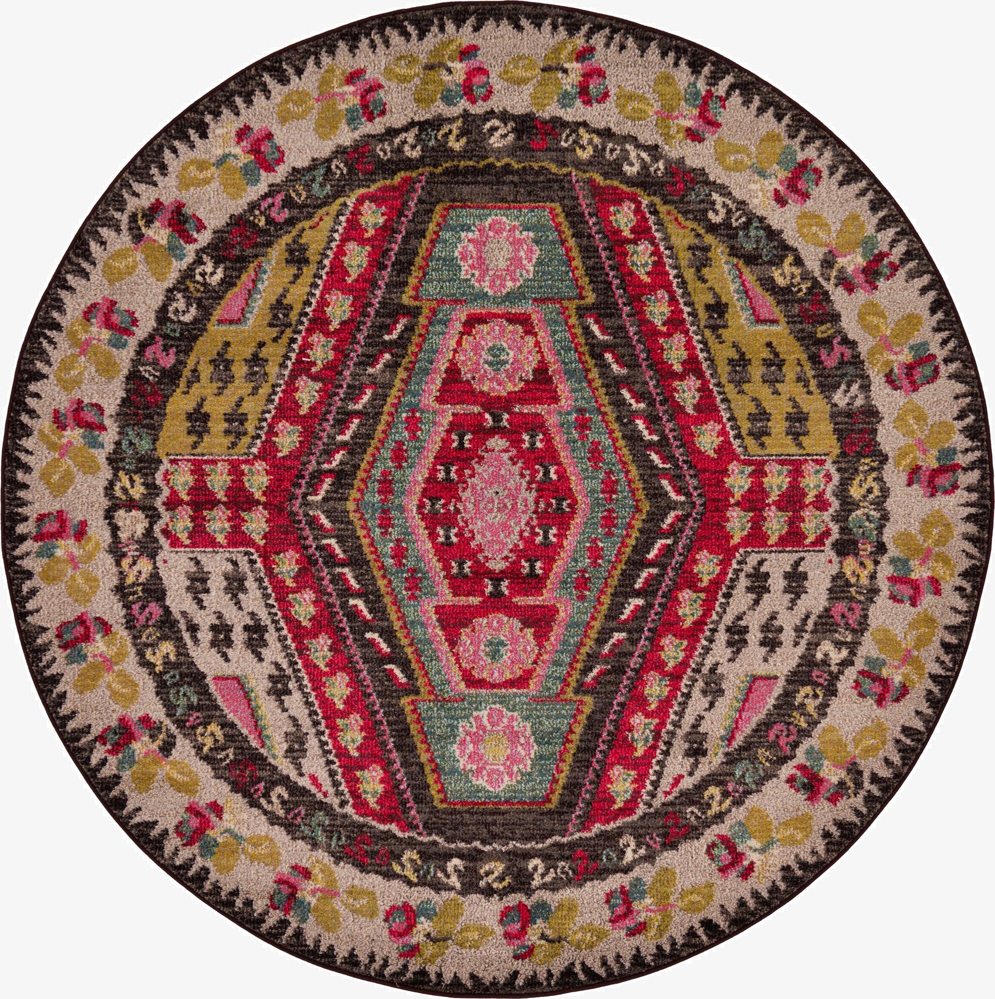 185cm x 185cm  Washable Santa Fe Round Rug