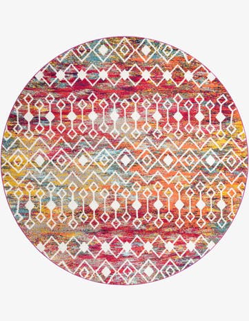 multi Moroccan Trellis Round Rug