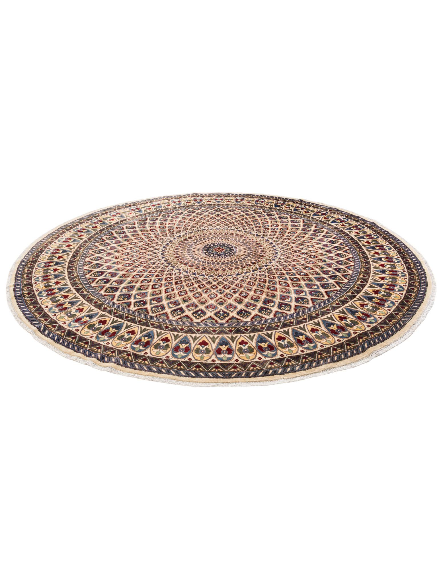 9' 10 x 10' Hand Knotted Nain Round Rug