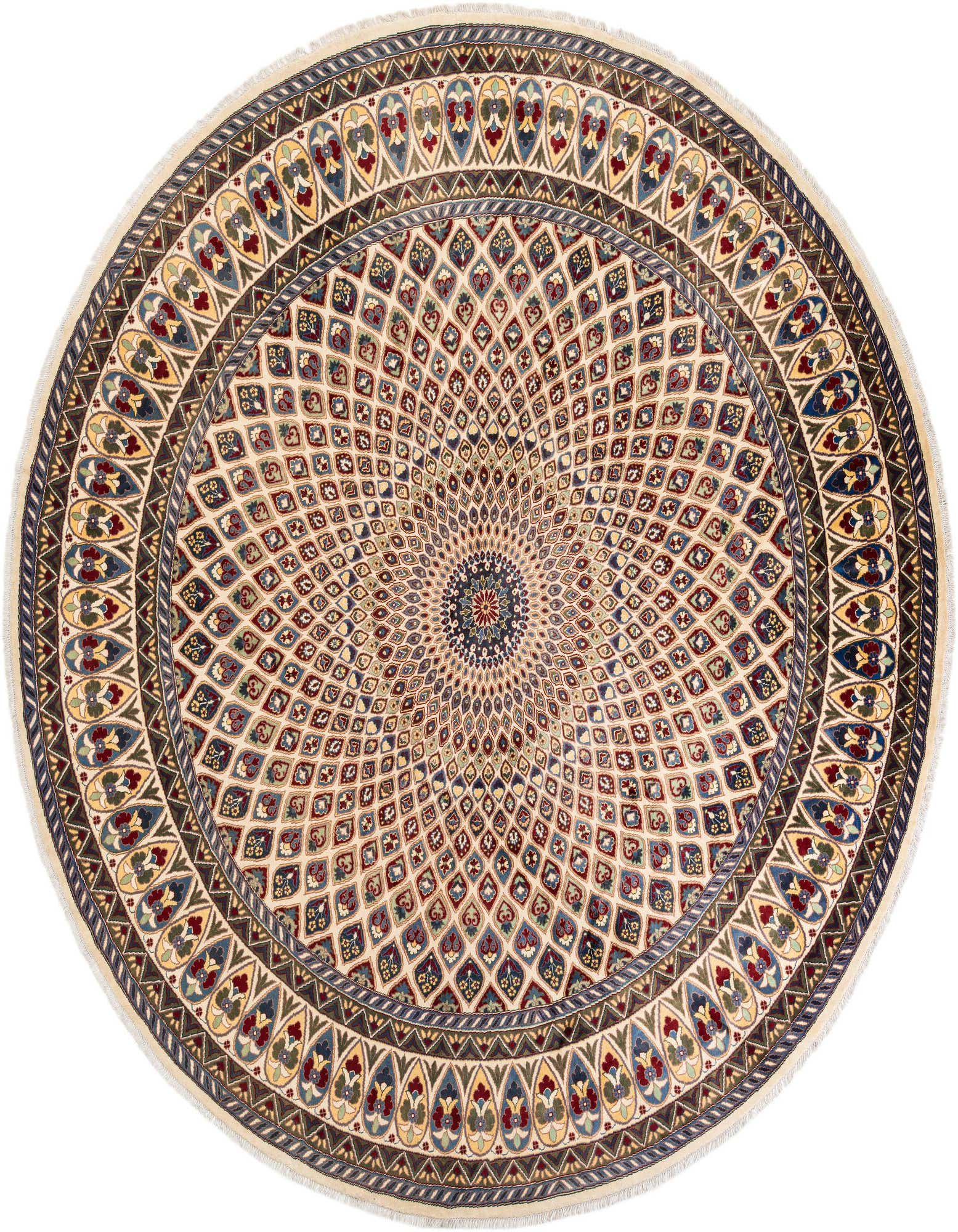 9' 10 x 10' Hand Knotted Nain Round Rug