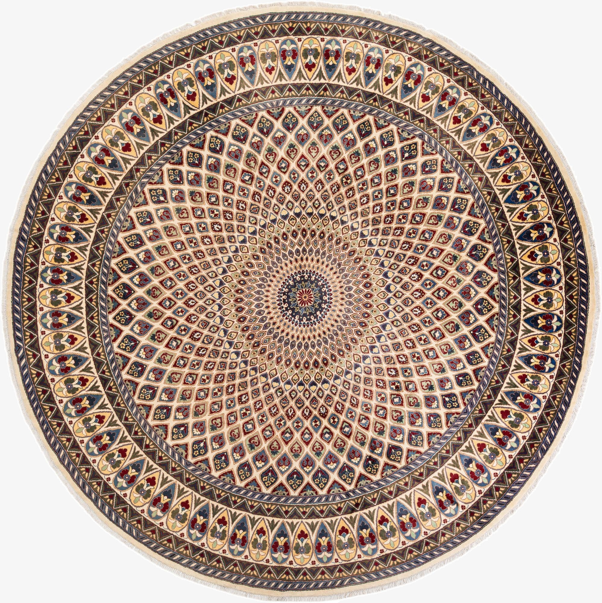 9' 10 x 10'  Hand Knotted Nain Round Rug