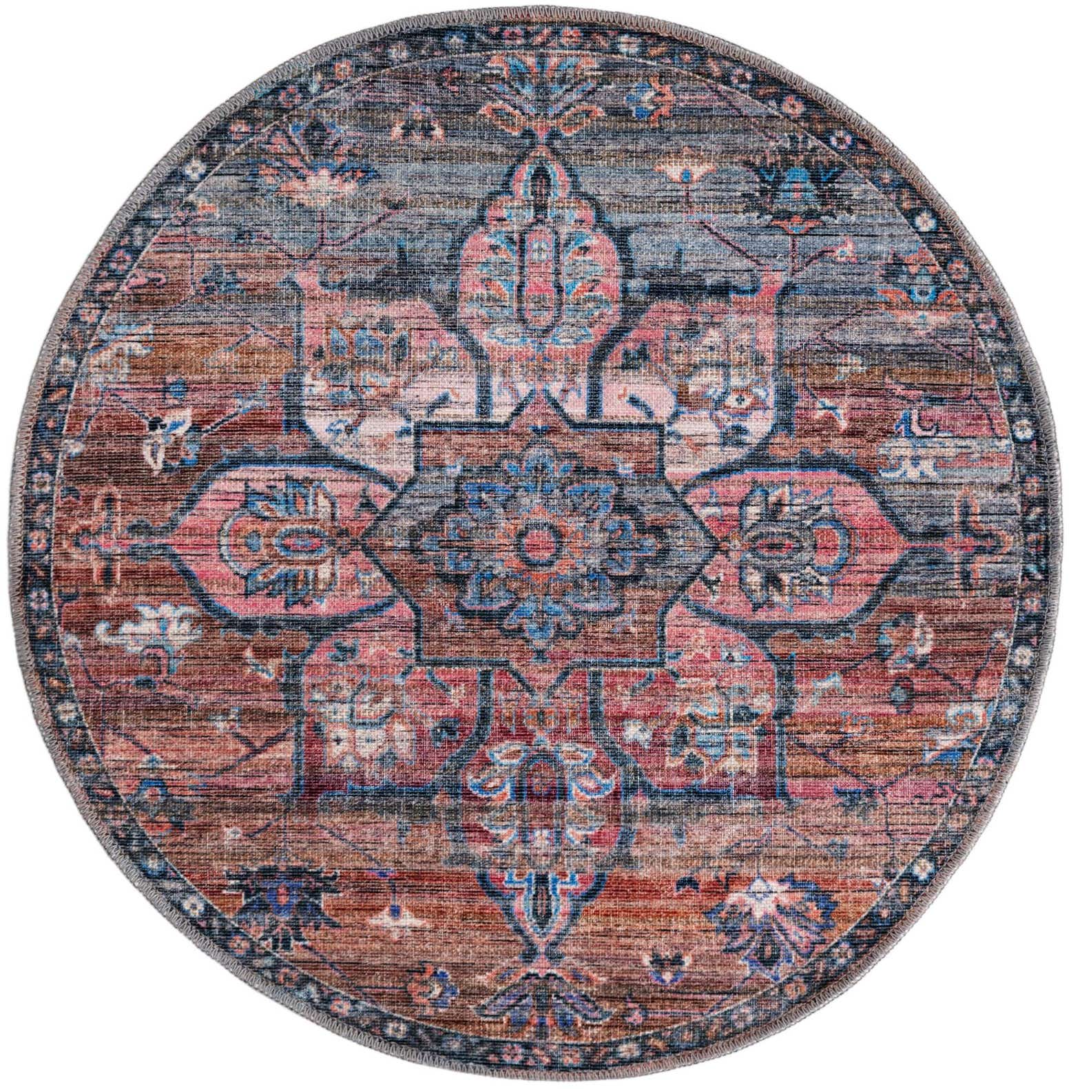 3' 3 x 3' 3 Washable Nostalgia Round Rug