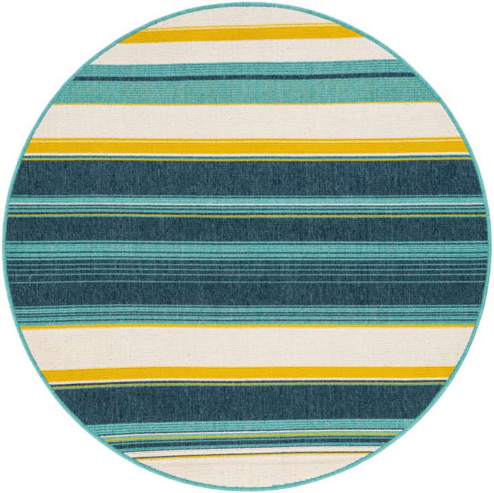 5' x 5' Easy-Clean Border Indoor / Outdoor Round Rug