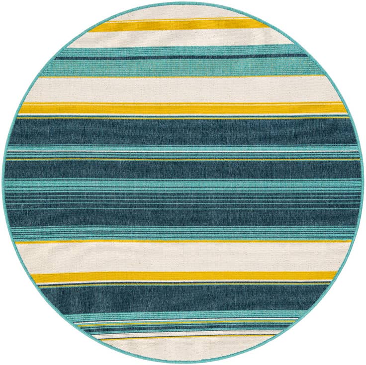 Detail image of 5' x 5' Easy-Clean Border Indoor / Outdoor Round Rug