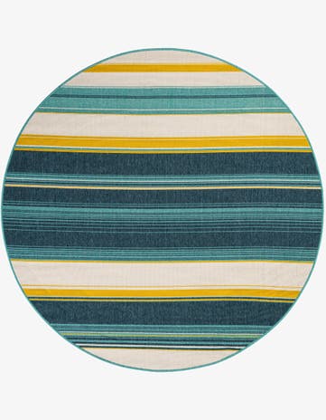 Easy-Clean Border Indoor / Outdoor Round Rug