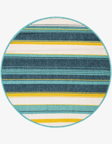 3' x 3' Easy-Clean Border Indoor / Outdoor Round Rug