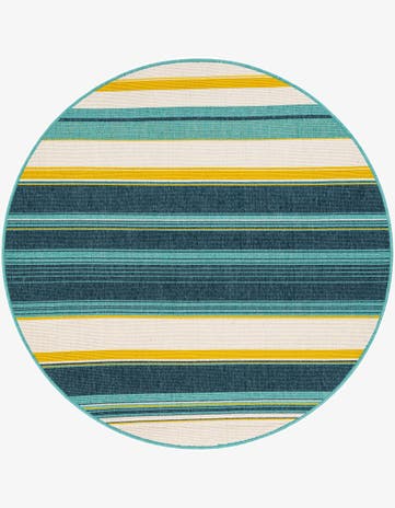 Easy-Clean Border Indoor / Outdoor Round Rug