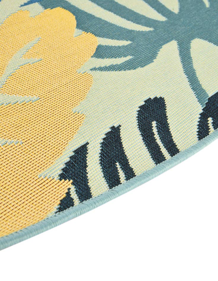Detail image of 7' 10 x 7' 10  Washable Botanical Indoor / Outdoor Round Rug
