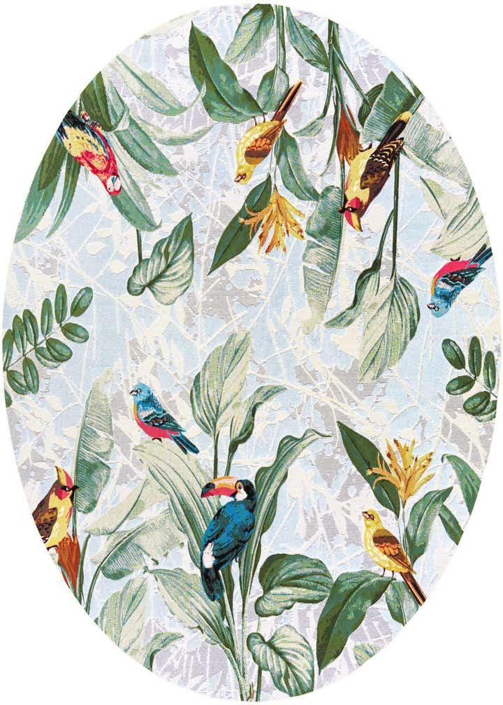 7' 10 x 7' 10 Easy-Clean Botanical Indoor / Outdoor Round Rug