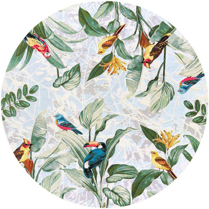 7' 10 x 7' 10 Easy-Clean Botanical Indoor / Outdoor Round Rug