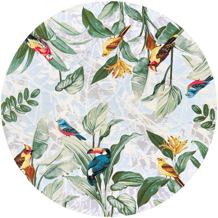 Detail image of 7' 10 x 7' 10 Easy-Clean Botanical Indoor / Outdoor Round Rug