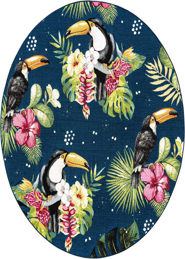 7' 10 x 7' 10 Easy-Clean Botanical Indoor / Outdoor Round Rug