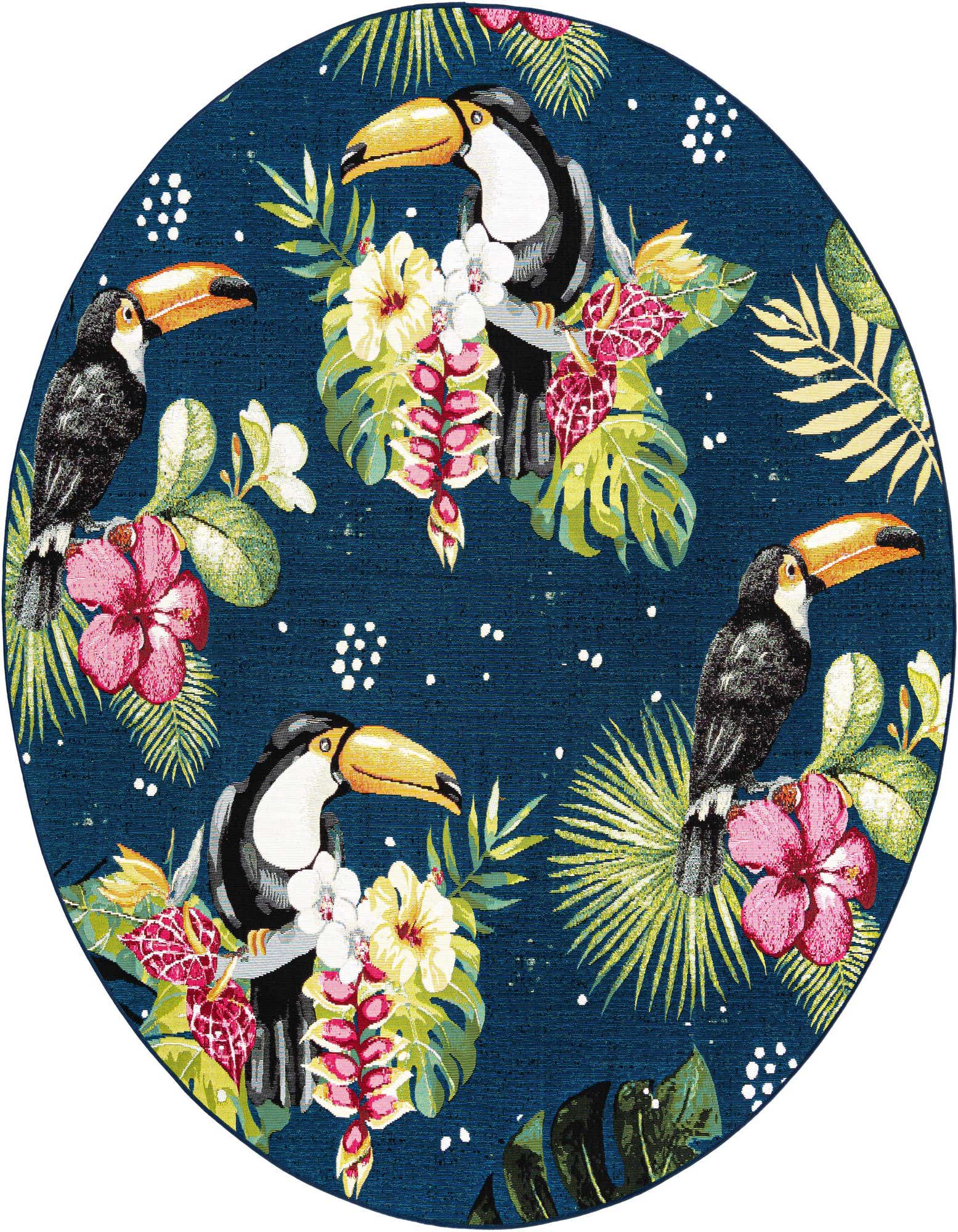 7' 10 x 7' 10 Easy-Clean Botanical Indoor / Outdoor Round Rug