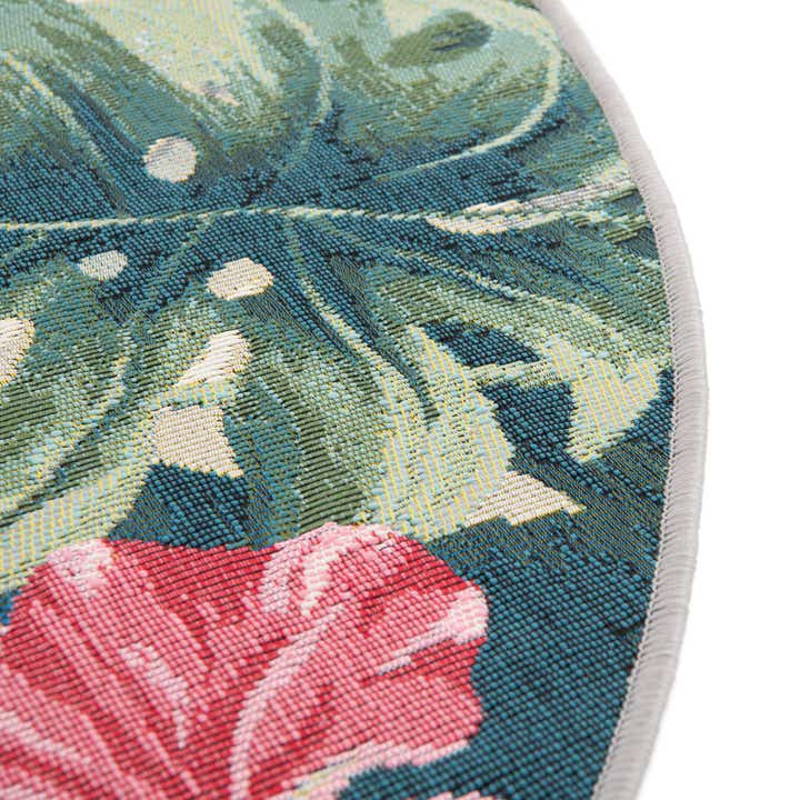 6' x 6' Easy-Clean Botanical Indoor / Outdoor Round Rug