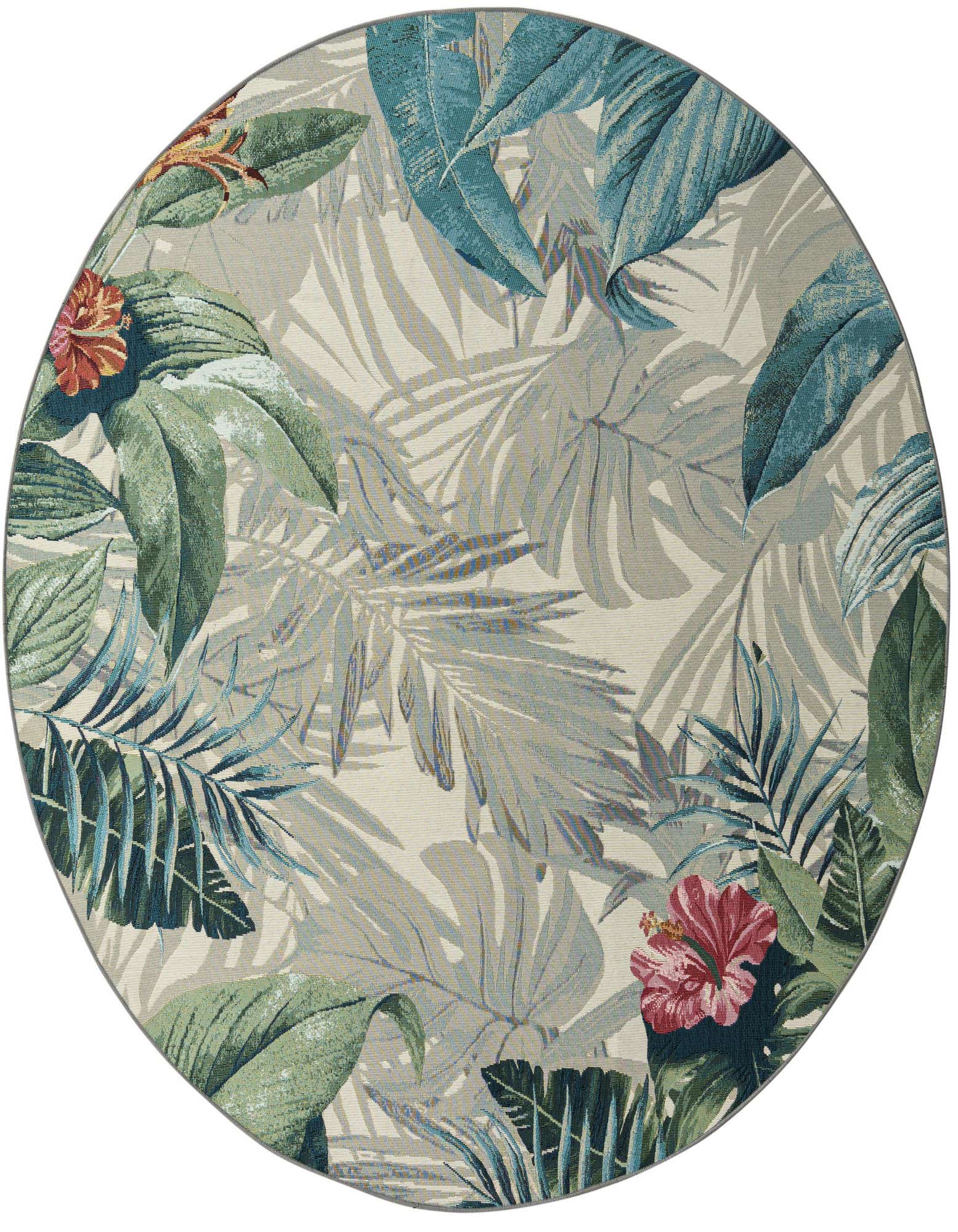7' 10 x 7' 10 Easy-Clean Botanical Indoor / Outdoor Round Rug