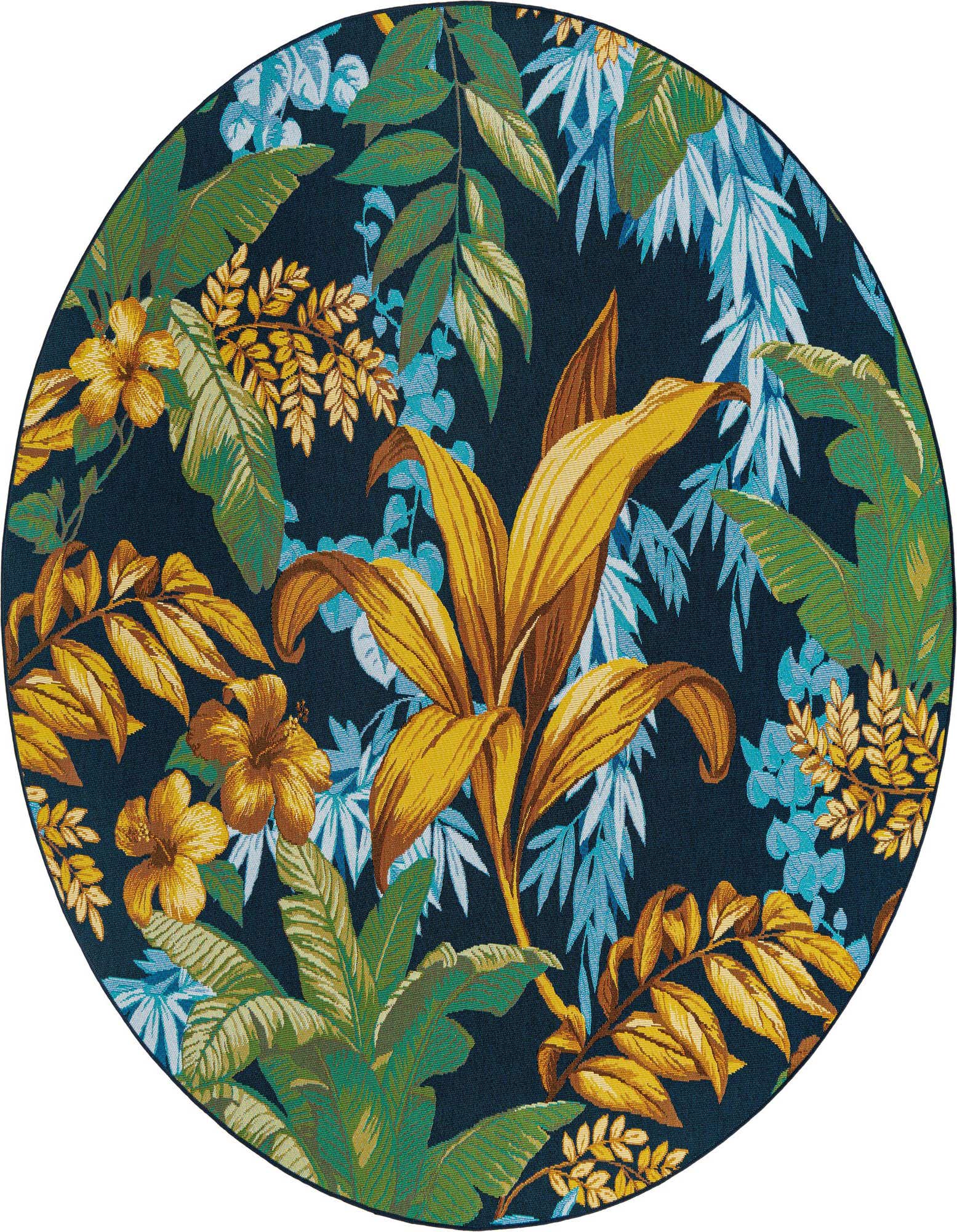 7' 10 x 7' 10 Easy-Clean Botanical Indoor / Outdoor Round Rug