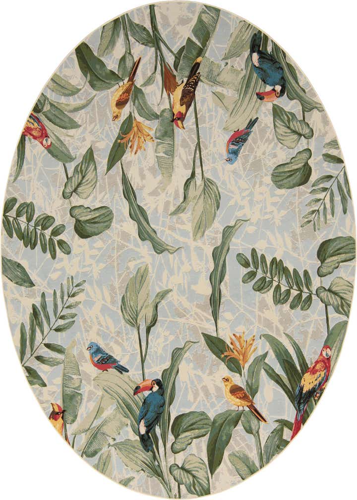 10' x 10' Easy-Clean Botanical Indoor / Outdoor Round Rug