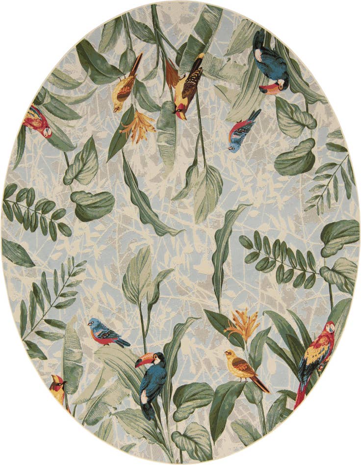 Detail image of 10' x 10' Easy-Clean Botanical Indoor / Outdoor Round Rug