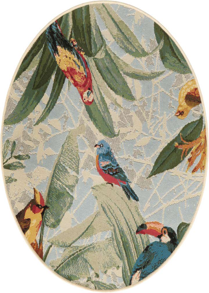 3' x 3' Easy-Clean Botanical Indoor / Outdoor Round Rug