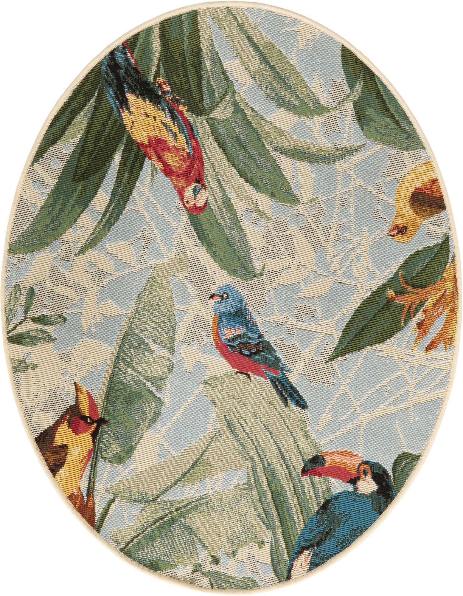 3' x 3' Easy-Clean Botanical Indoor / Outdoor Round Rug