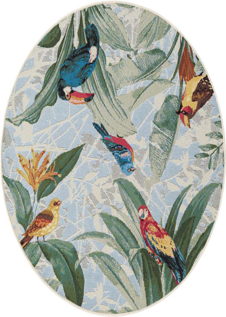4' x 4' Easy-Clean Botanical Indoor / Outdoor Round Rug