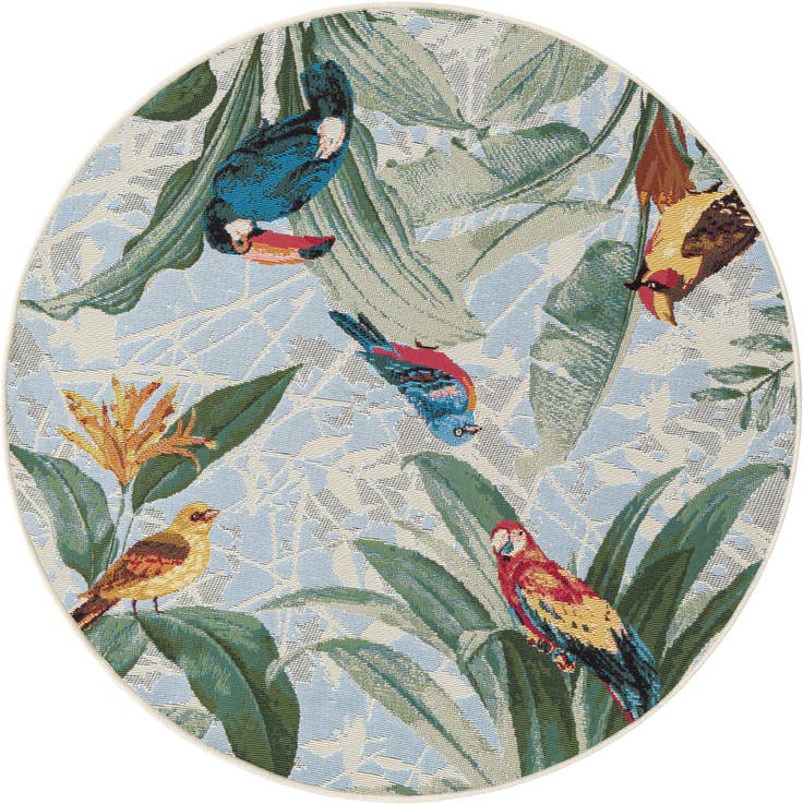 Detail image of 4' x 4' Easy-Clean Botanical Indoor / Outdoor Round Rug