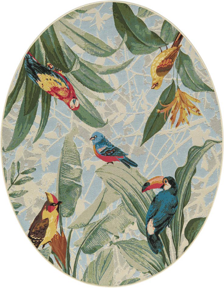Detail image of 5' x 5' Easy-Clean Botanical Indoor / Outdoor Round Rug
