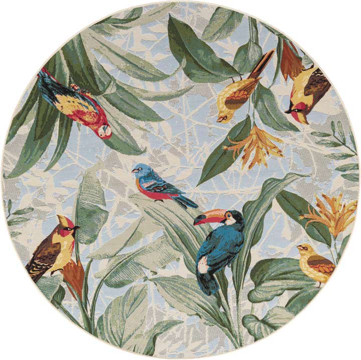 6' x 6' Easy-Clean Botanical Indoor / Outdoor Round Rug