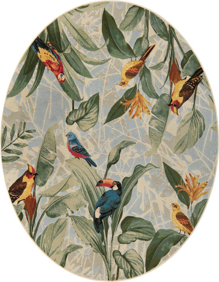 Detail image of 7' x 7' Easy-Clean Botanical Indoor / Outdoor Round Rug