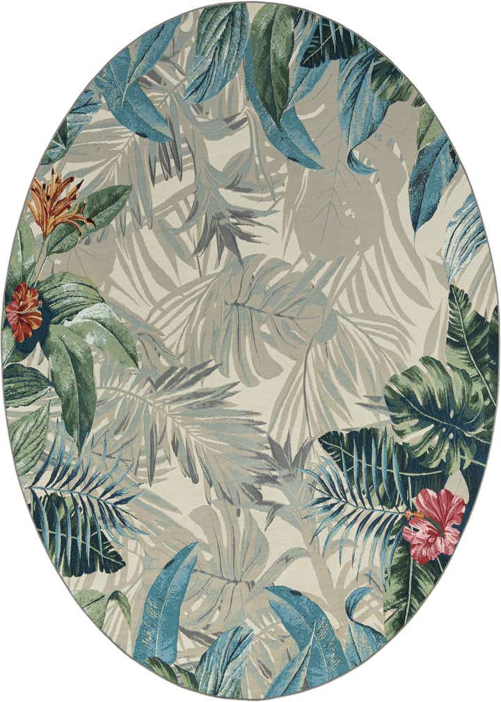 10' x 10' Easy-Clean Botanical Indoor / Outdoor Round Rug
