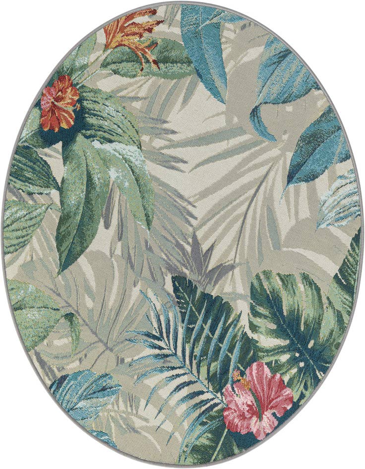 Detail image of 4' x 4' Easy-Clean Botanical Indoor / Outdoor Round Rug
