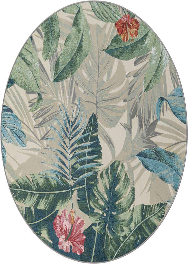 5' x 5' Easy-Clean Botanical Indoor / Outdoor Round Rug
