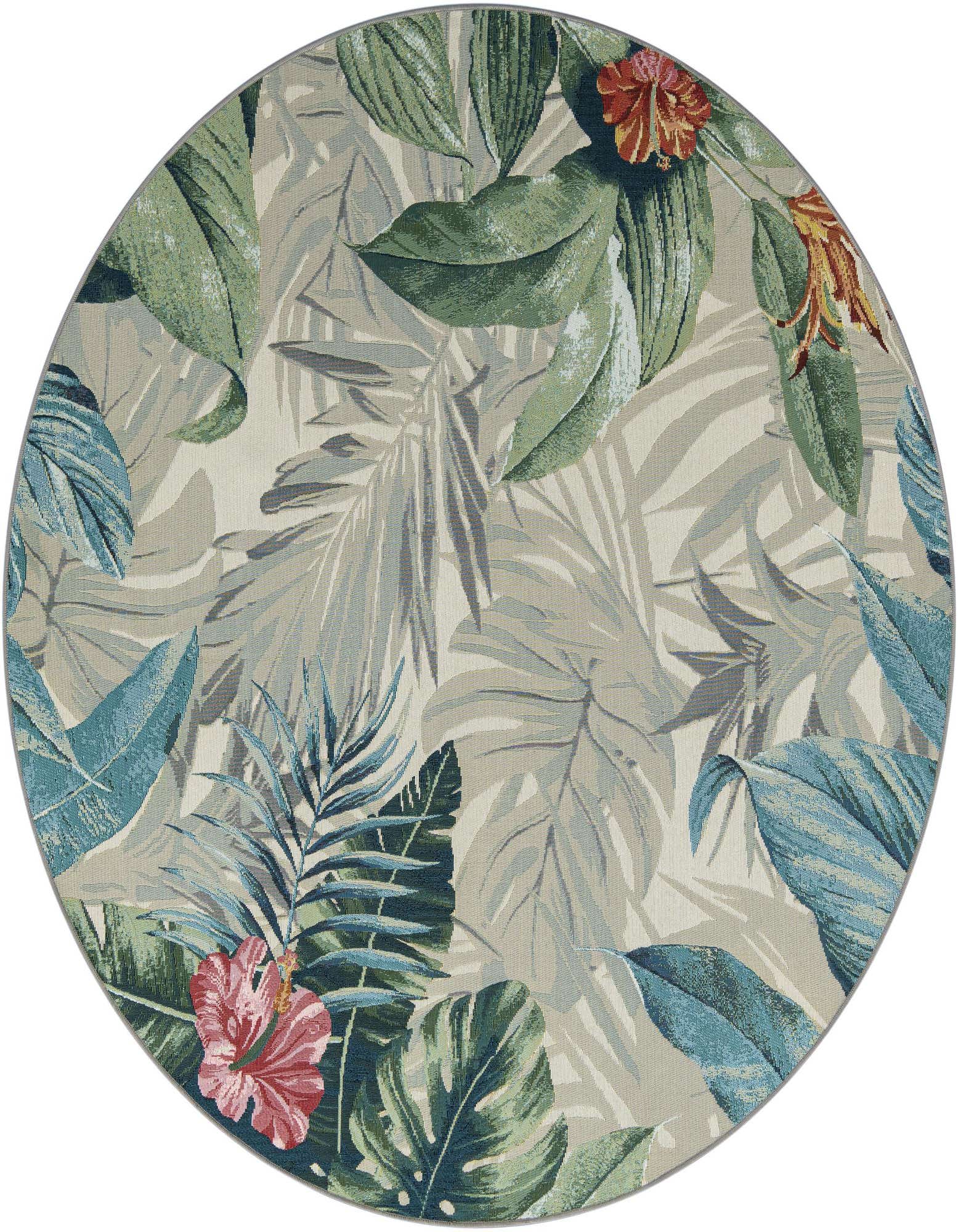 7' x 7' Easy-Clean Botanical Indoor / Outdoor Round Rug