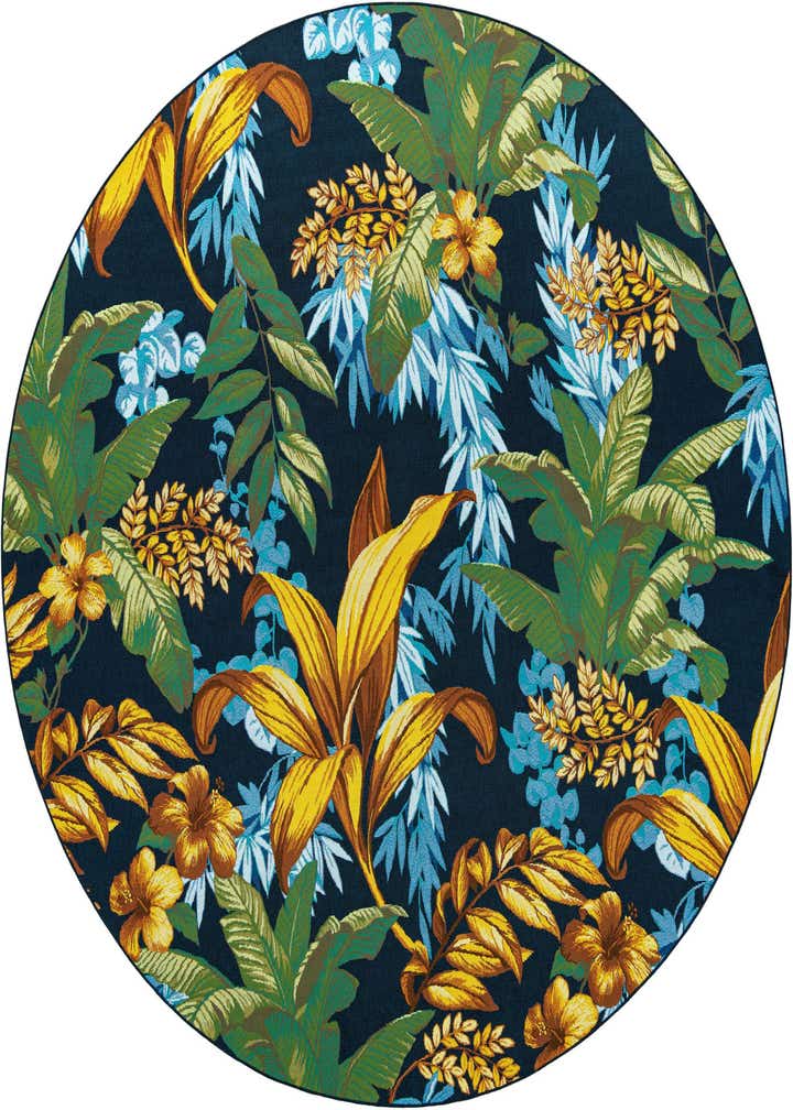 10' x 10' Easy-Clean Botanical Indoor / Outdoor Round Rug