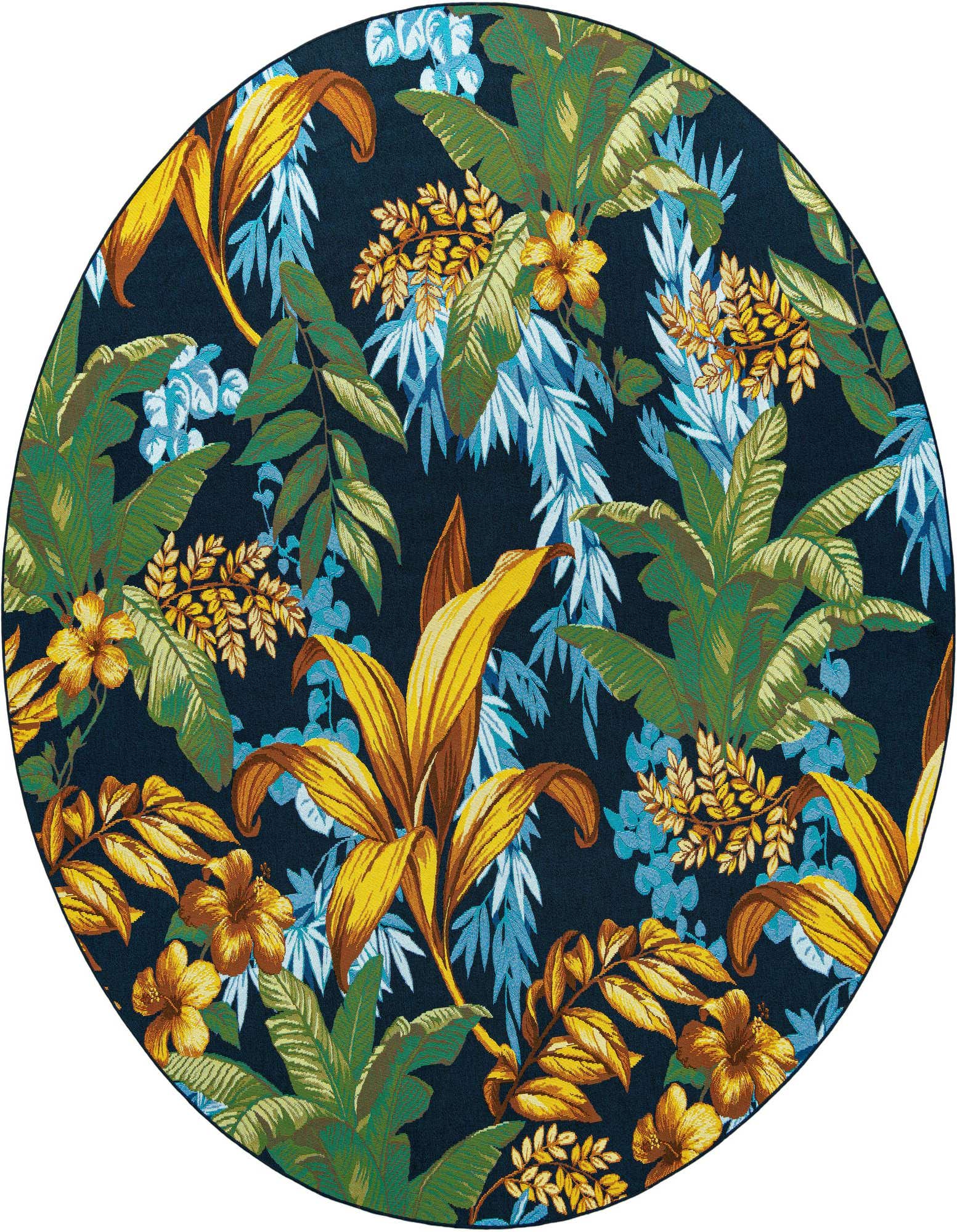 10' x 10' Easy-Clean Botanical Indoor / Outdoor Round Rug