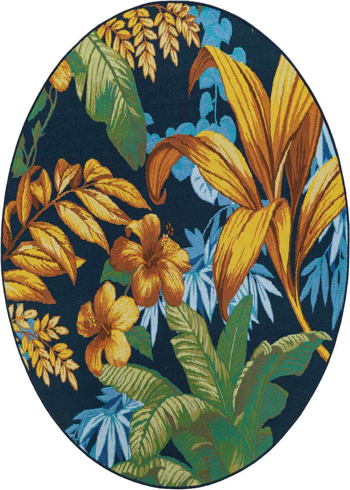 5' x 5' Easy-Clean Botanical Indoor / Outdoor Round Rug