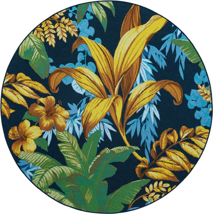 6' x 6' Easy-Clean Botanical Indoor / Outdoor Round Rug