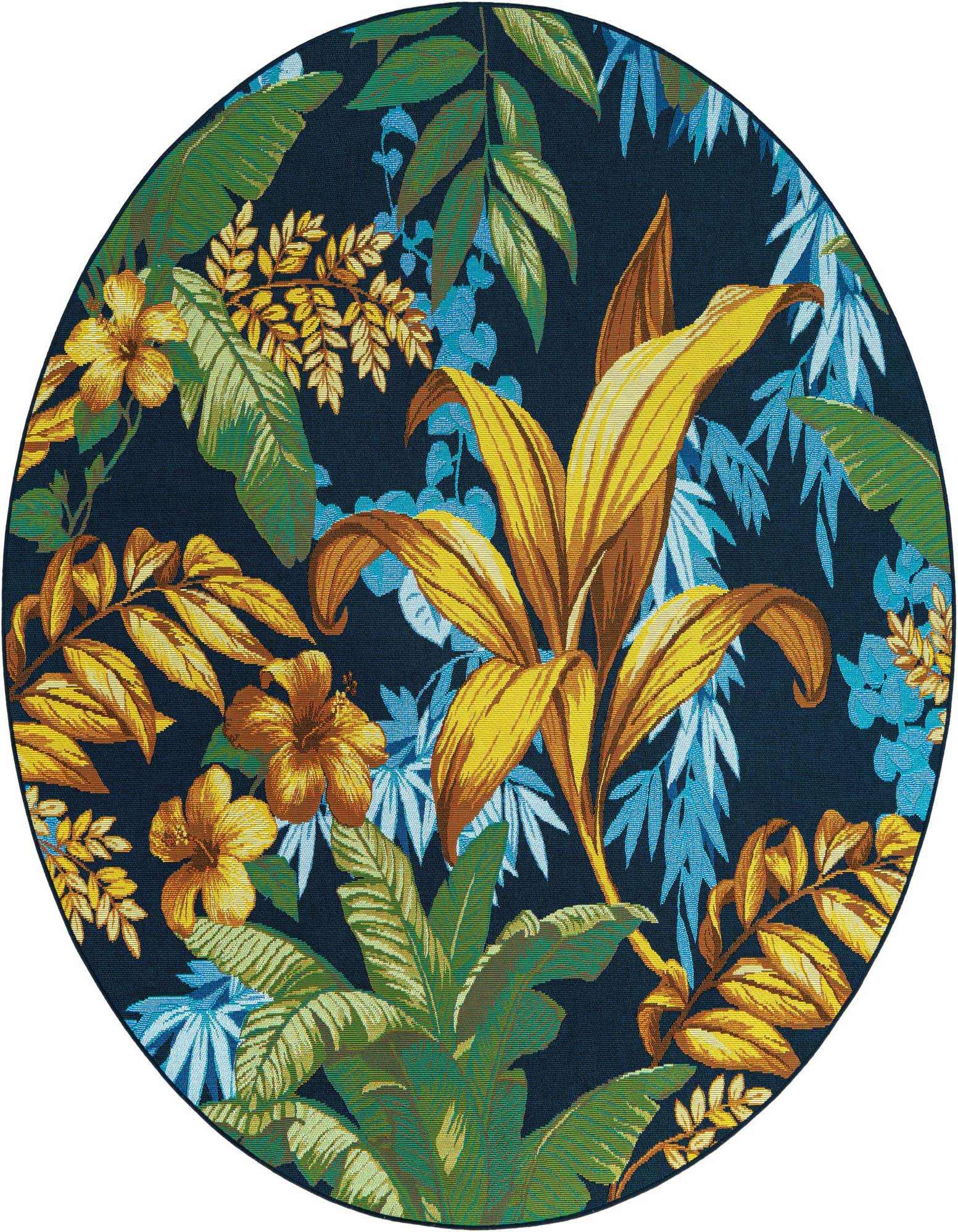 7' x 7' Easy-Clean Botanical Indoor / Outdoor Round Rug