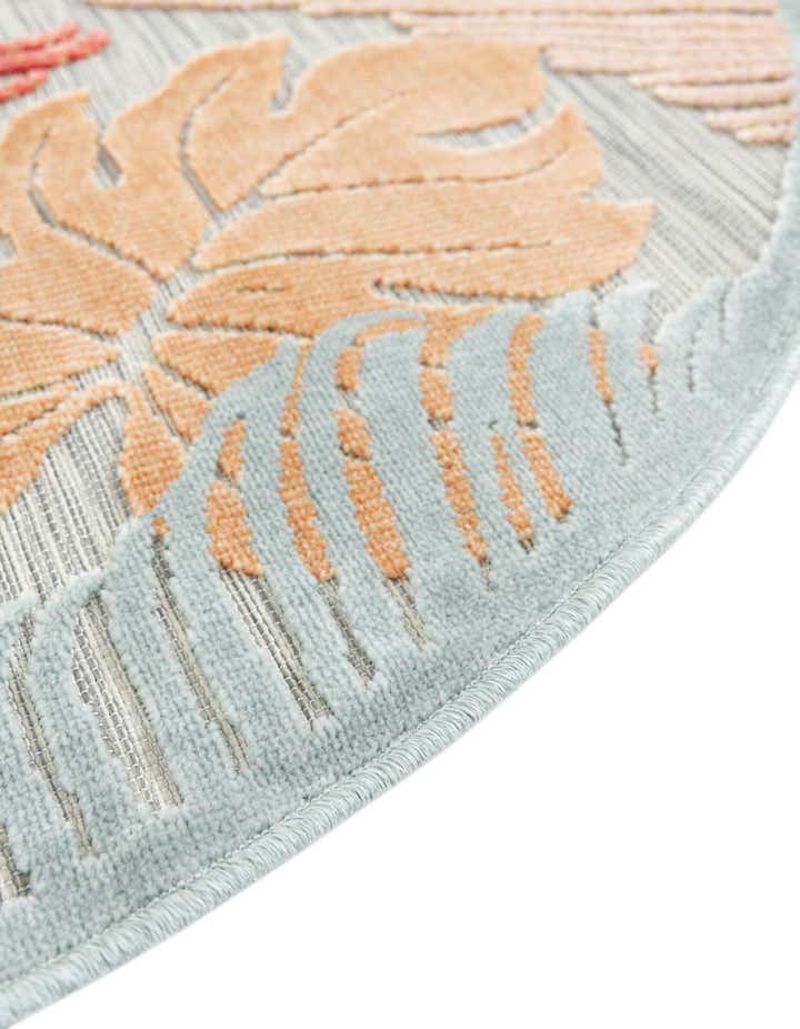 4' 5 x 4' 5 Easy-Clean Botanical Indoor / Outdoor Round Rug