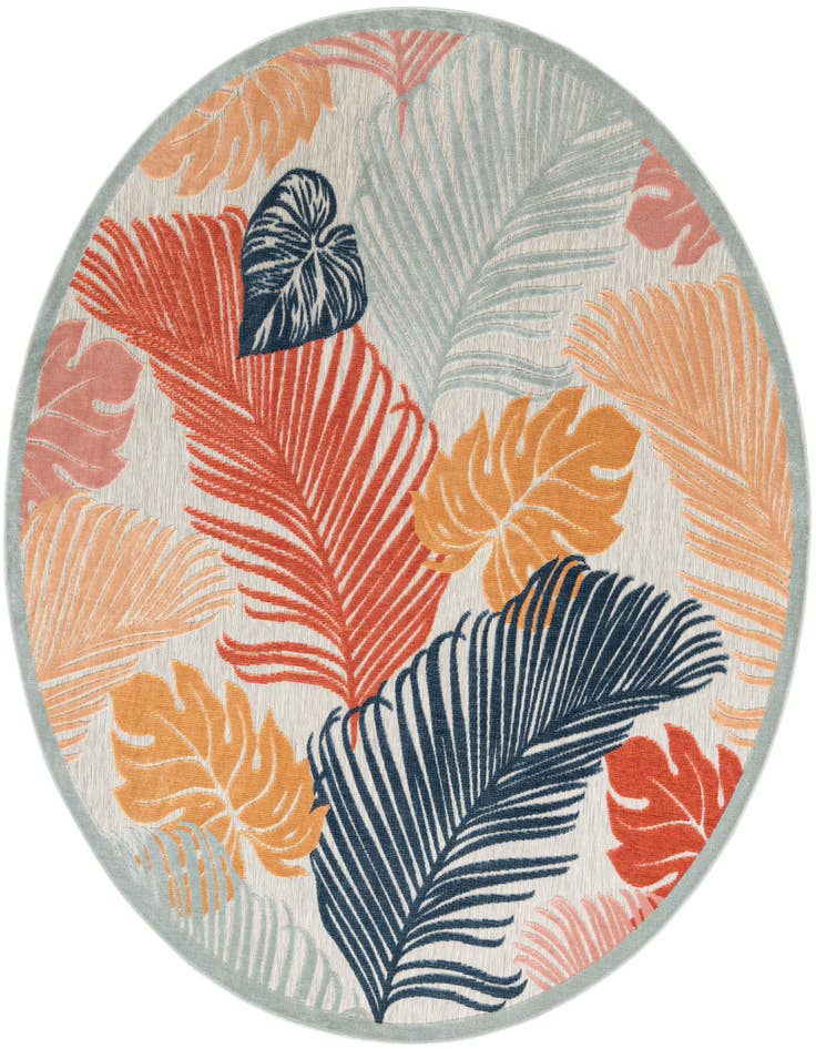 Detail image of 8' 2 x 8' 2 Easy-Clean Botanical Indoor / Outdoor Round Rug