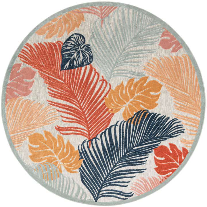 8' 2 x 8' 2 Easy-Clean Botanical Indoor / Outdoor Round Rug