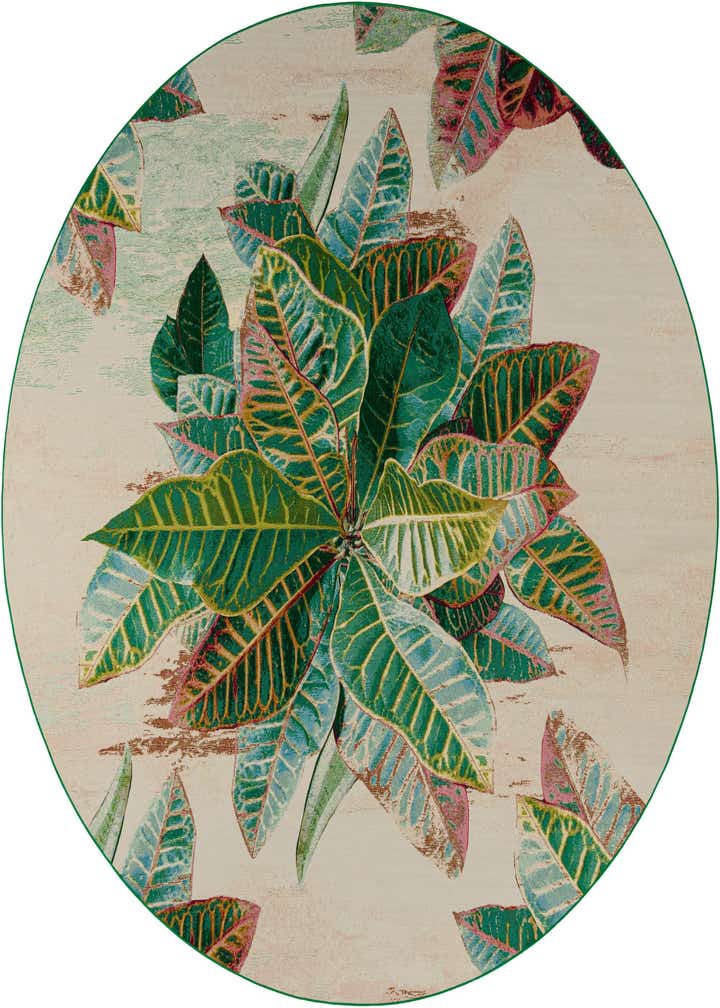 10' x 10' Easy-Clean Botanical Indoor / Outdoor Round Rug
