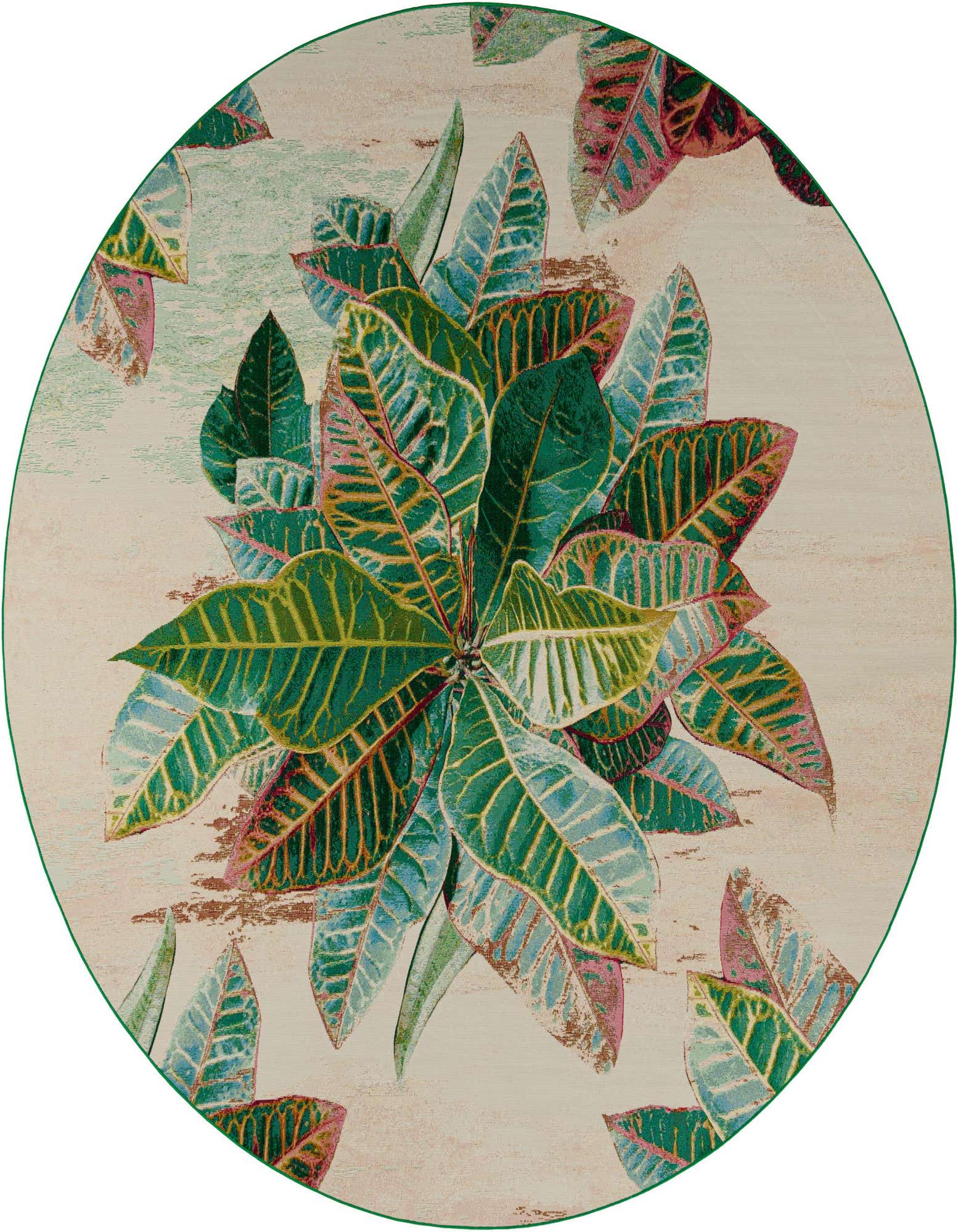 10' x 10' Easy-Clean Botanical Indoor / Outdoor Round Rug