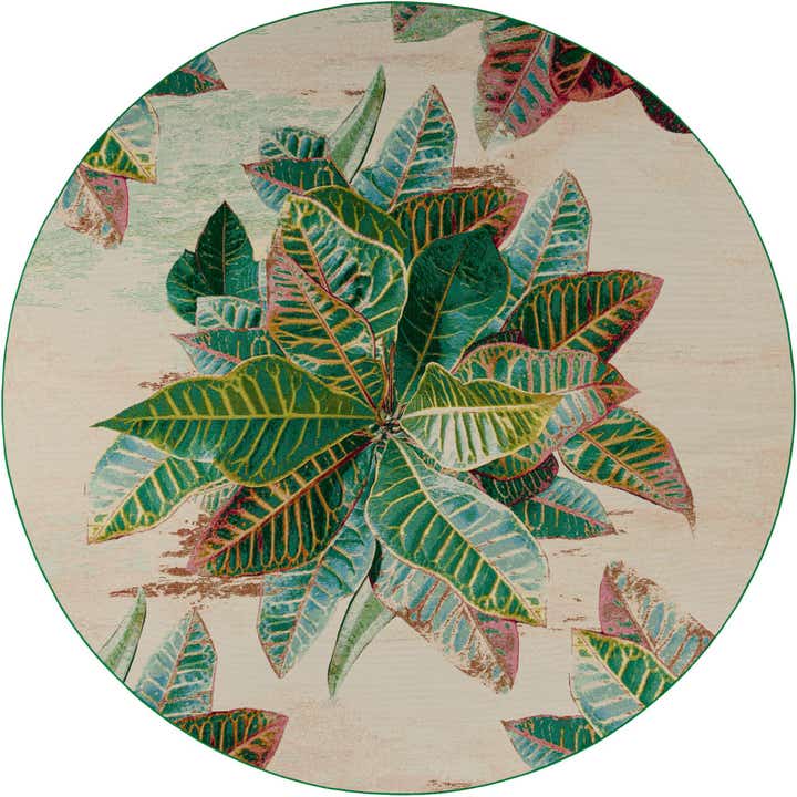 10' x 10' Easy-Clean Botanical Indoor / Outdoor Round Rug