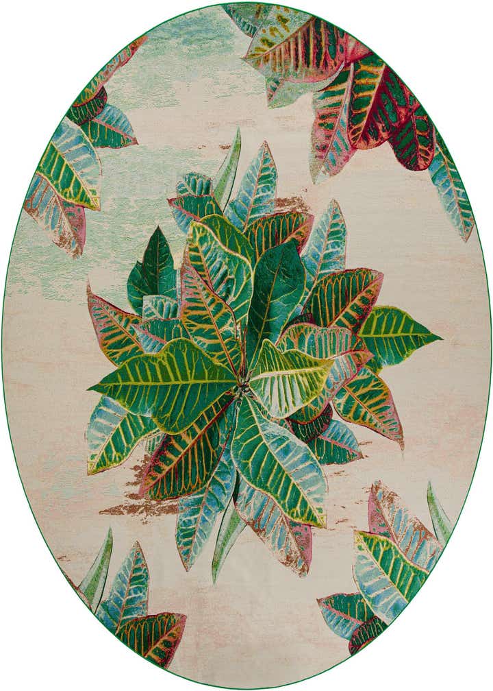 12' x 12' Easy-Clean Botanical Indoor / Outdoor Round Rug