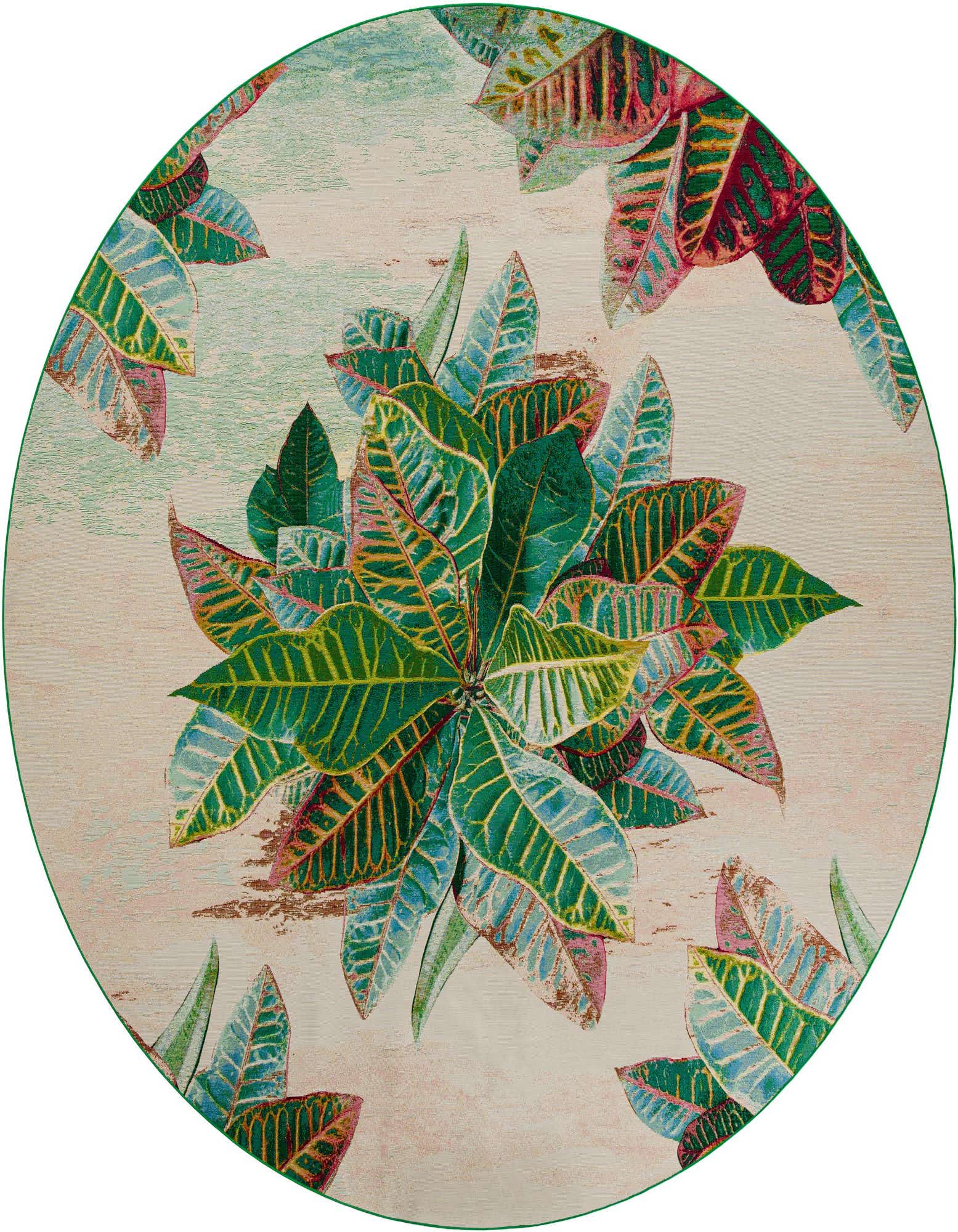 12' x 12' Easy-Clean Botanical Indoor / Outdoor Round Rug
